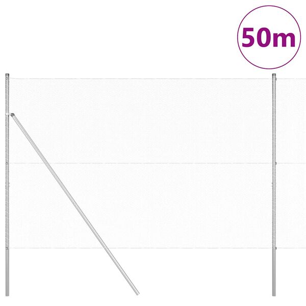vidaXL Zaunpfosten Silber 50 x 1,6 m (13 mm Maschen) Stahl