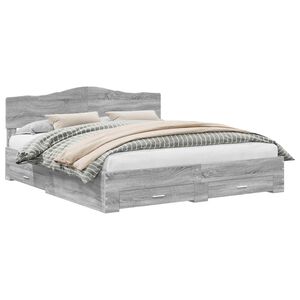 vidaXL Bettrahmen Graues Sonoma 200 x 200 cm Holzwerkstoff