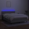 vidaXL Boxspringbett mit Matratze & LED Hellgrau 140x190 cm Stoff