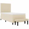 vidaXL Boxspringbett mit Matratze mit Kopfteil Creme 90 x 200 cm Stoff