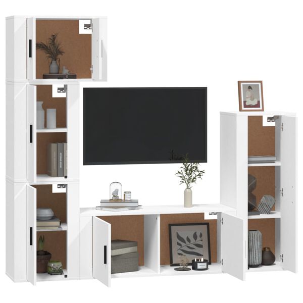vidaXL 5-tlg. TV-Schrank-Set Wei&szlig; Holzwerkstoff