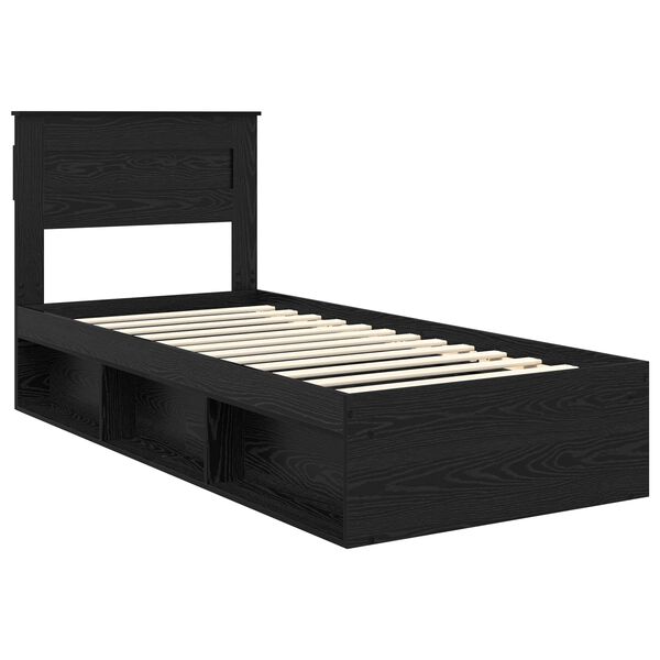 vidaXL Bettrahmen Schwarz 100 x 200 cm Massives Kiefernholz