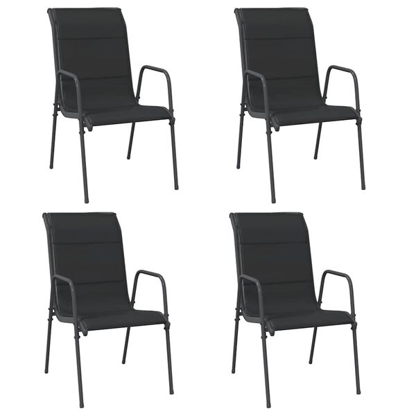 vidaXL Gartenst&uuml;hle 4 Stk. Stahl und Textilene Schwarz