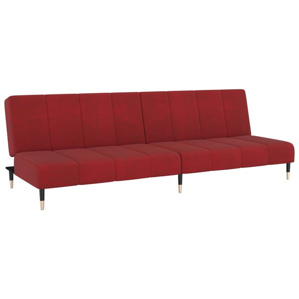 vidaXL Schlafsofa 2-Sitzer Weinrot Samt