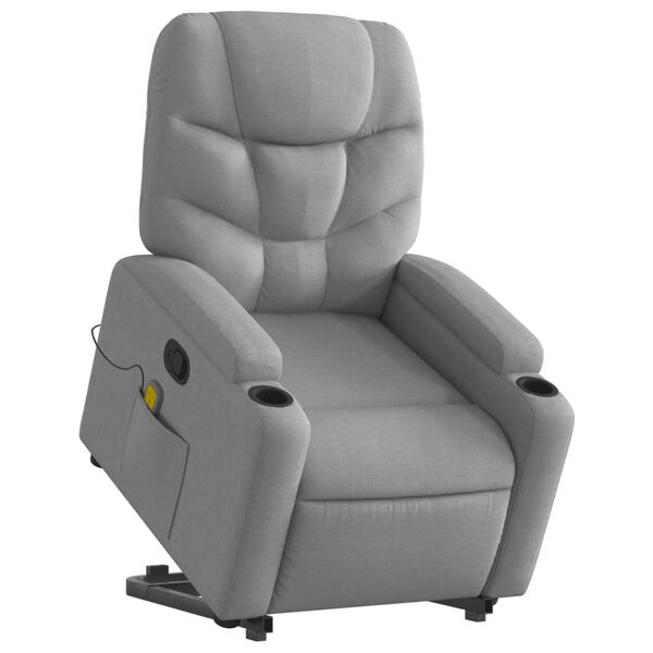 vidaXL Massagesessel mit Aufstehhilfe Hellgrau Stoff