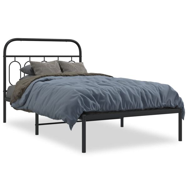 vidaXL Bettgestell mit Kopfteil Metall Schwarz 100x190 cm