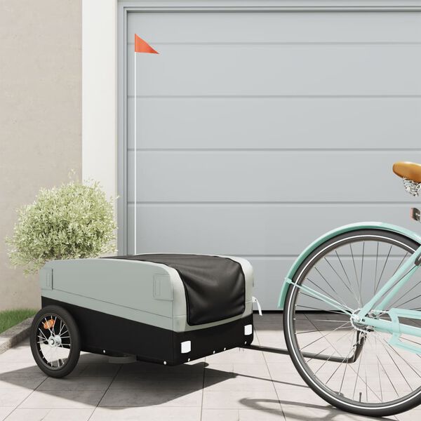 vidaXL Fahrradanh&auml;nger Schwarz und Grau 45 kg Eisen