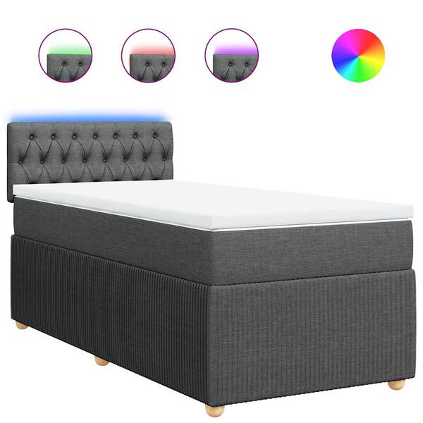 vidaXL Boxspringbett mit Matratze Dunkelgrau 80x200 cm Stoff