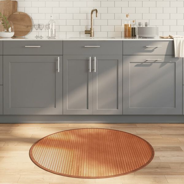 vidaXL Teppich Rund Braun 100 cm Bambus