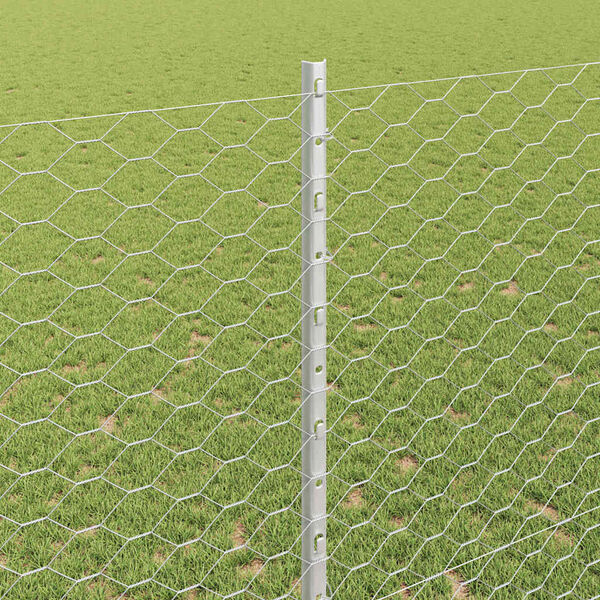 vidaXL Zaun mit Pfosten Silber 1,4 x 100 m Stahl