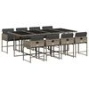 vidaXL 9-tlg. Garten-Essgruppe mit Kissen Grau Poly Rattan