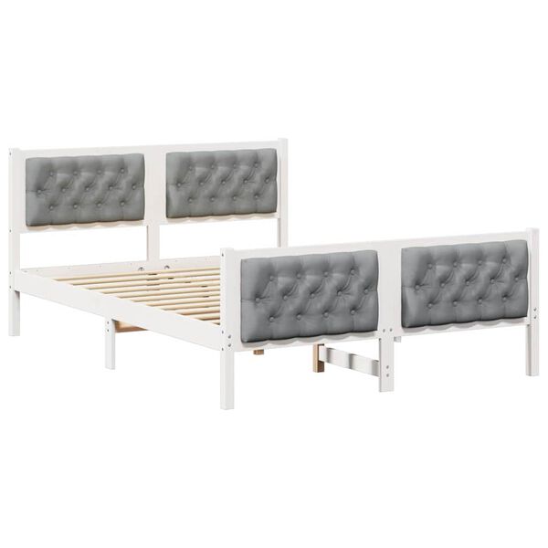 vidaXL Bettrahmen Hellgrau 150 x 200 cm Massives Kiefernholz