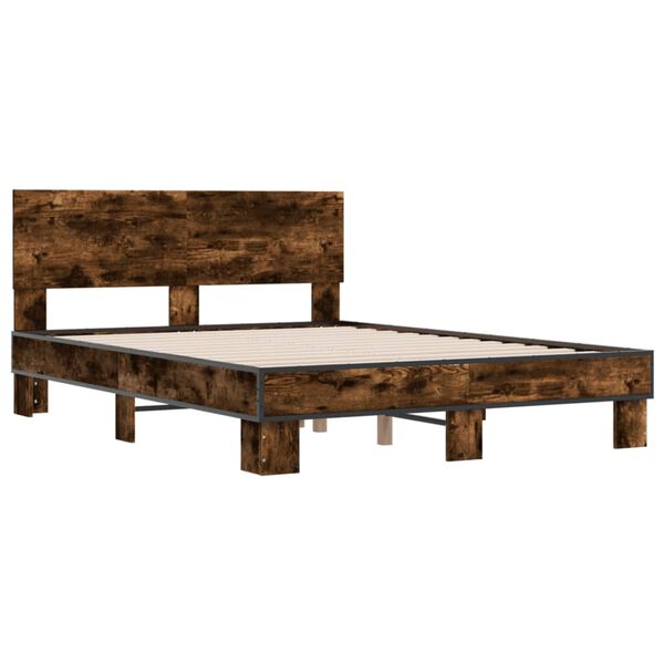 vidaXL Bettgestell R&auml;uchereiche 135x190 cm Holzwerkstoff und Metall