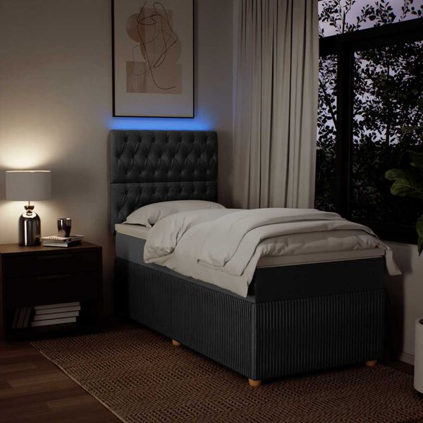 vidaXL Boxspringbett mit Matratze Dunkelgrau 100x200 cm Stoff