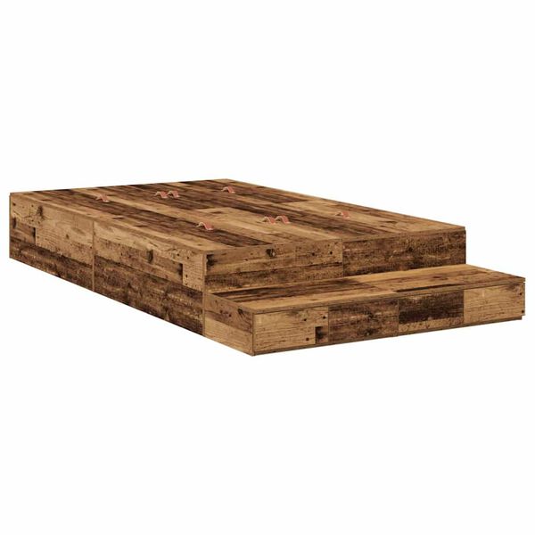 vidaXL Aufbewahrungsbettgestell Altholz 120 cm Holzwerkstoff