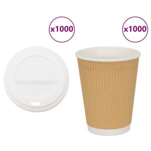 vidaXL Pappbecher mit Deckeln 1000 Stk. 16oz 400ml