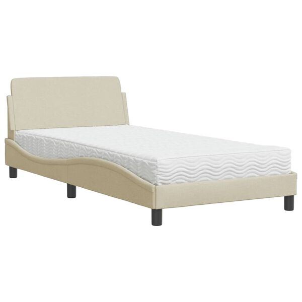 vidaXL Bett mit Matratze "Dover" Creme 100x200 cm Stoff