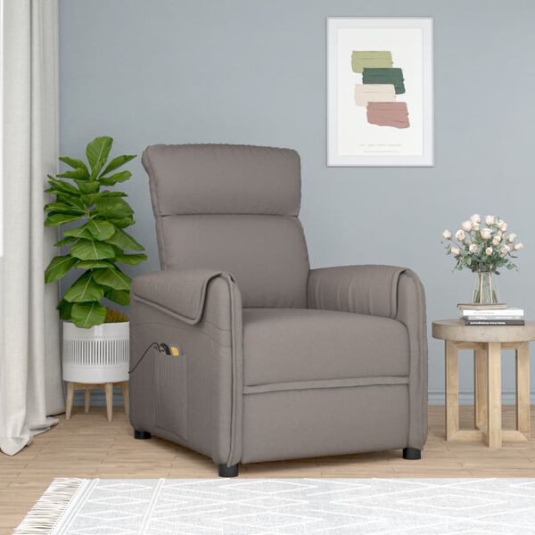 vidaXL Massagesessel mit Aufstehhilfe Taupe Stoff