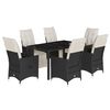 vidaXL 7-tlg. Garten-Essgruppe mit Kissen Schwarz Poly Rattan