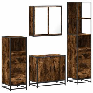vidaXL 4-tlg. Badm&ouml;bel-Set R&auml;uchereiche Holzwerkstoff