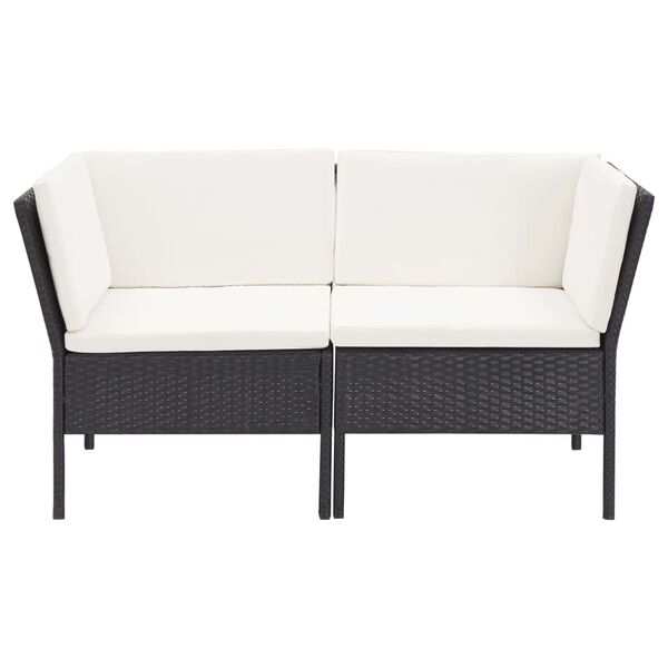 vidaXL 6-tlg. Garten-Lounge-Set mit Auflagen Poly Rattan Schwarz