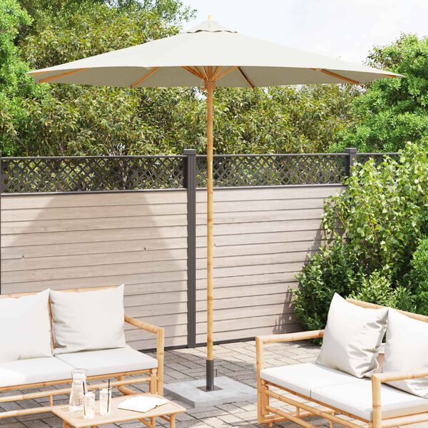 vidaXL Garten-Sonnenschirm Cremewei&szlig; &Oslash; 270 x 260 cm Bambus