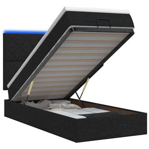 vidaXL Ottoman-Bett mit Matratze und LED Schwarz 80 x 200 cm Stoff