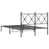 vidaXL Bettgestell mit Kopfteil Metall Schwarz 120x190 cm