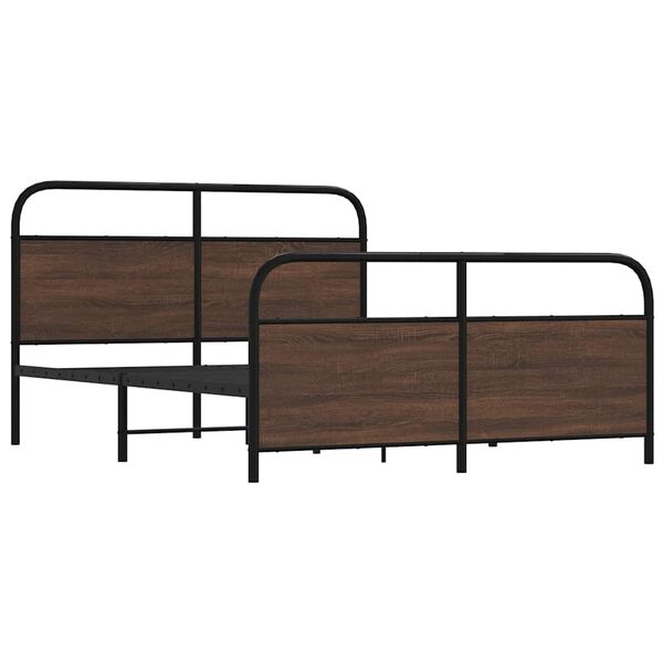 vidaXL Metallbett ohne Matratze Braun Eichen-Optik 160x200 cm