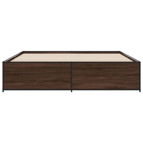 vidaXL Bettgestell Braun Eichen-Optik 180x200 cm Holzwerkstoff Metall