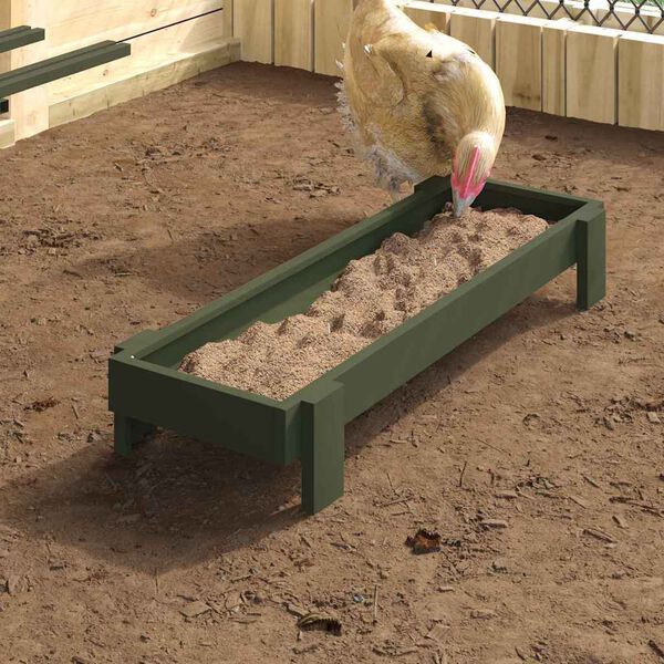 vidaXL H&uuml;hnerf&uuml;tterungsrinne Olive Gr&uuml;n 80 x 28 x 13,5 cm