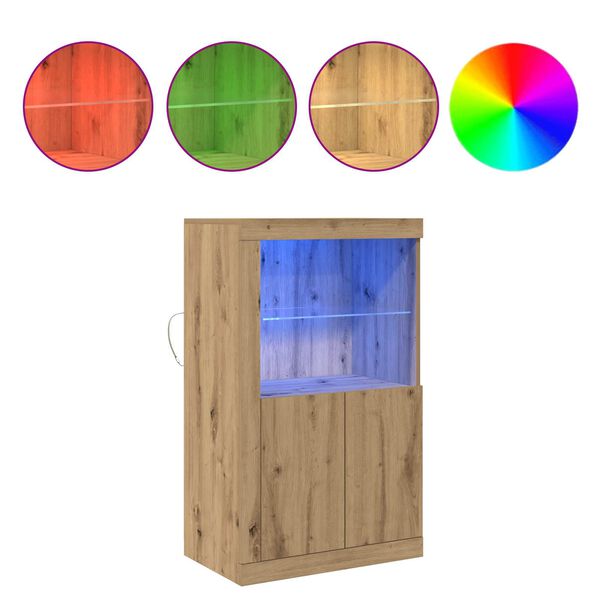 vidaXL LED-Sideboard Artisan-Eiche 60,5 x 37 x 100 cm Holzwerkstoff