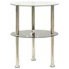 vidaXL Beistelltisch mit 2 Ablagen Transparent & Schwarz 38cm Hartglas