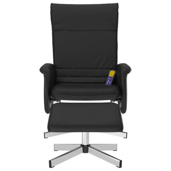vidaXL Massagesessel mit Fu&szlig;hocker Schwarz Kunstleder
