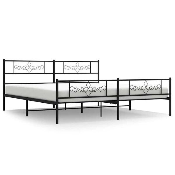 vidaXL Bettgestell mit Kopf- und Fu&szlig;teil Metall Schwarz 193x203 cm