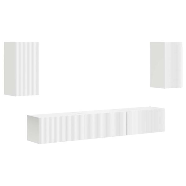 vidaXL TV-Schrankset Wandmontiert 5 pcs Wei&szlig; Holzwerkstoff