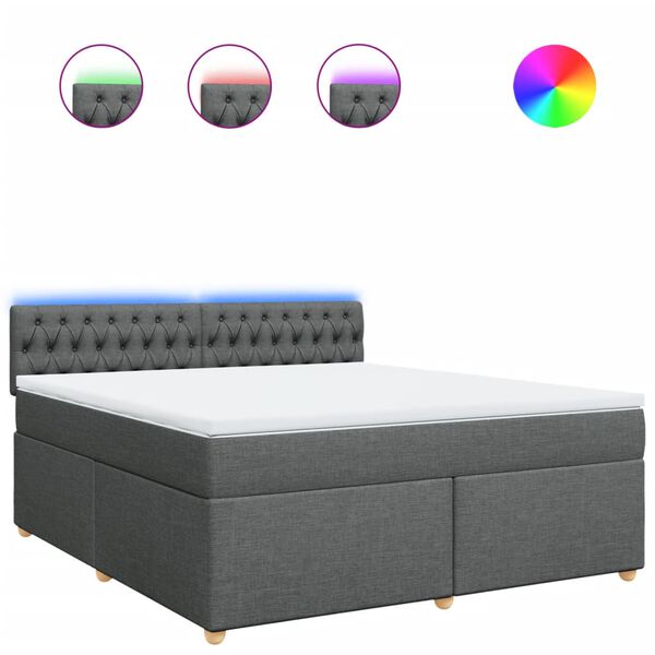 vidaXL Boxspringbett mit Matratze Dunkelgrau 180x200 cm Stoff