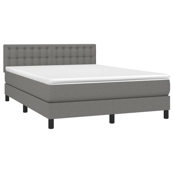 vidaXL Boxspringbett mit Matratze Dunkelgrau 140x190 cm Stoff