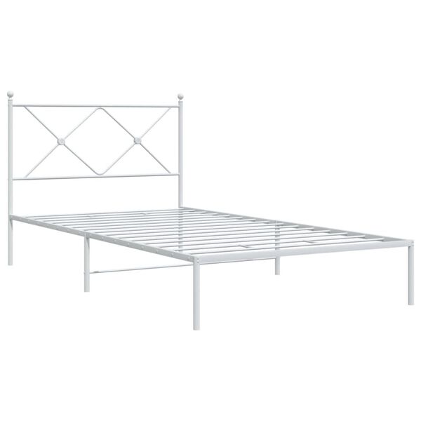vidaXL Bettgestell mit Kopfteil Metall Wei&szlig; 107x203 cm