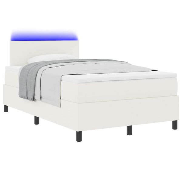 vidaXL Boxspringbett Creme und Wei&szlig; 203 x 120 x 88 cm Cordstoff