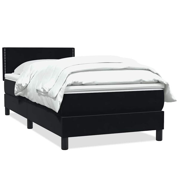 vidaXL Boxspringbett mit Matratze Schwarz 90x220 cm Samt