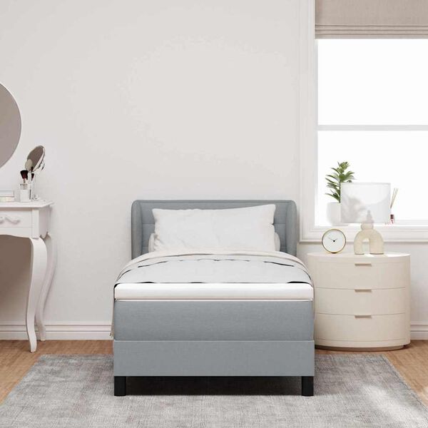 vidaXL Boxspringbett mit Matratze Hellgrau 90 x 190 cm Stoff
