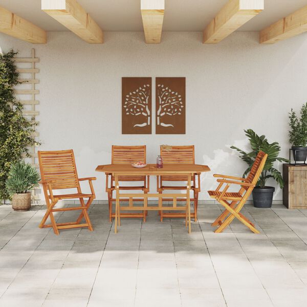 vidaXL Garten Essgruppe 5 pcs Braun Akazie Massivholz