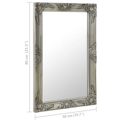 vidaXL Wandspiegel im Barock-Stil 50x80 cm Silbern