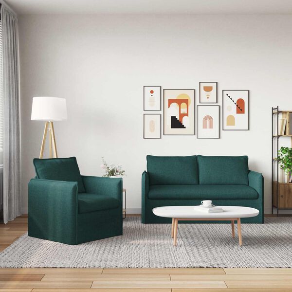vidaXL Sofa 140cm 2 pcs Dunkelgr&uuml;n Metall