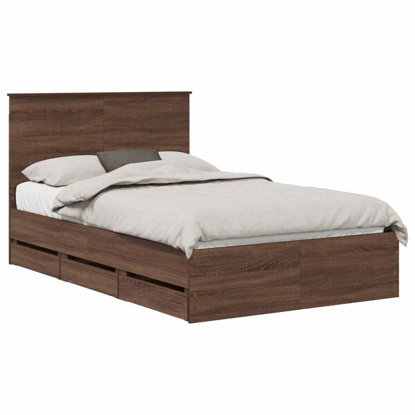 vidaXL Bettrahmen Braun Eichen-Optik 120 x 200 cm Ingenieurs Holz