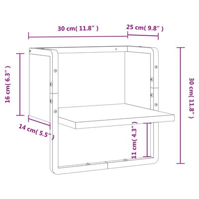 vidaXL Wandregal mit Stange Räuchereiche 30x25x30 cm