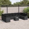 vidaXL Sofa Set mit Kissen 11 pcs Schwarz Poly Rattan
