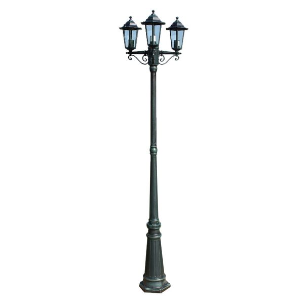 vidaXL Gartenlaterne 3-flammig 215 cm Dunkelgr&uuml;n/Schwarz Aluminium