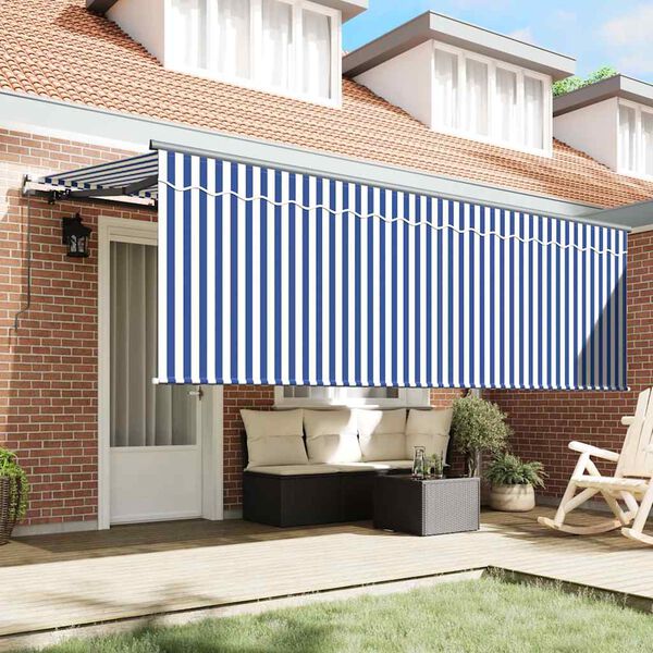 vidaXL Einziehbare Markise Blau und wei&szlig; 350 x 200 cm Stoff und Metall